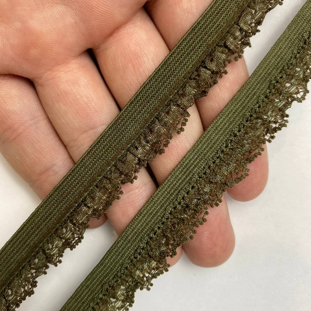 Отделочная резинка ажурная зеленая 14 мм