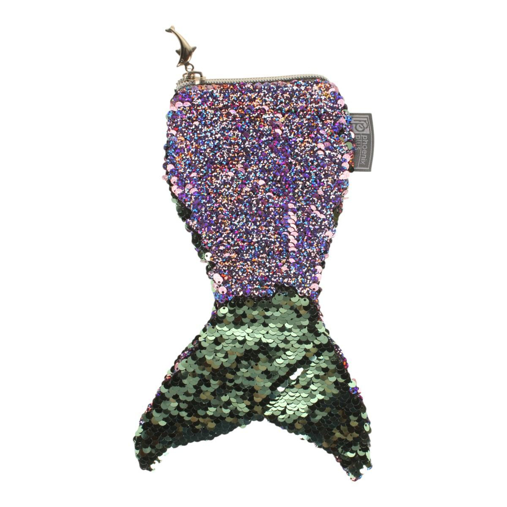 Пенал 1 отд. 24х14,6см "Хвост русалки" зеленый, пайетки (Феникс+)