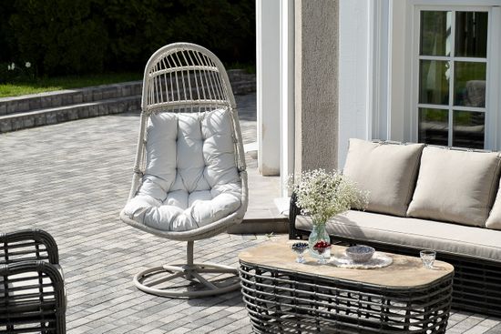 "Севилья" кресло-кокон из искусственного ротанга, цвет светло-серый