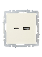 BRITE Розетка USB A+C 18Вт РЮ11-1-БрКр бежевый IEK