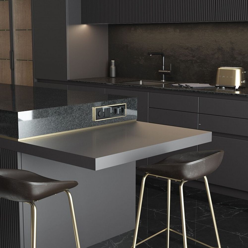 Рамка на 4 поста Werkel Baguette (черный/латунь) W0042852