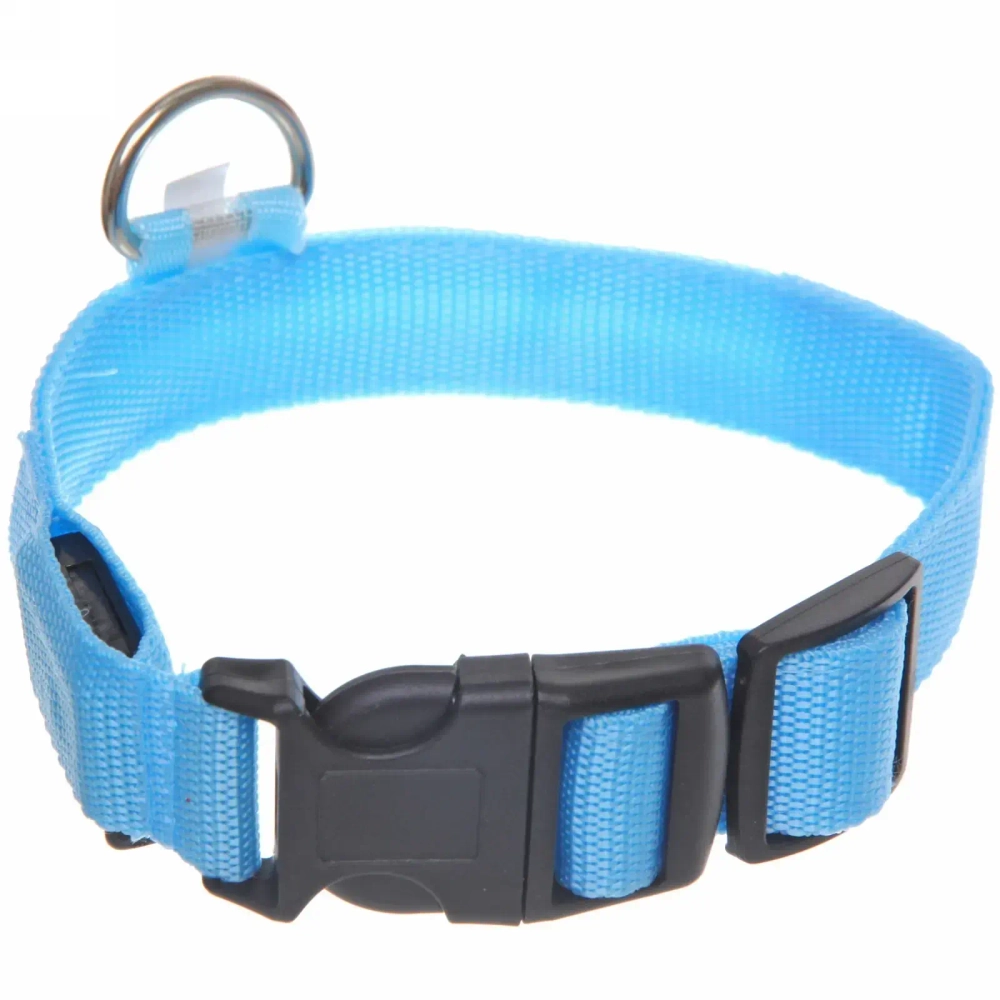 Ошейник для собак «Люмисцент» 2,5*40см светящийся, цвет голубой Ультрамарин