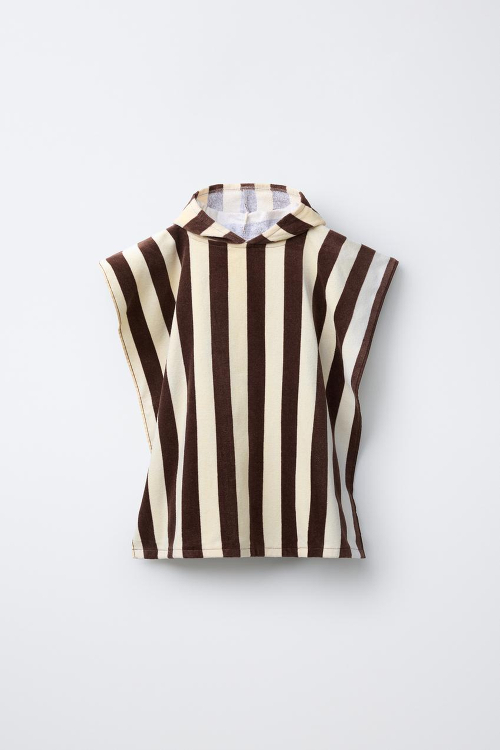 ZARA ПОНЧО-ПОЛОТЕНЦЕ В ПОЛОСКУ, КОРИЧНЕВЫЙ