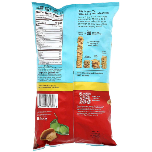 BIENA, Tasty Thins™ Veggie Crisps, Hawaiian BBQ, 4 oz (113 g)
