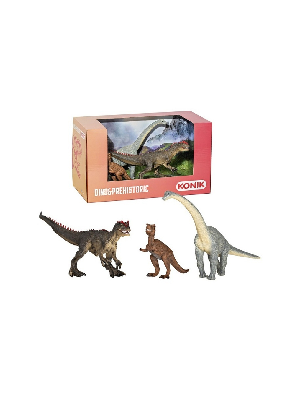 Фигурка KONIK набор динозавров: брахиозавр, детеныш тираннозавра, аллозавр