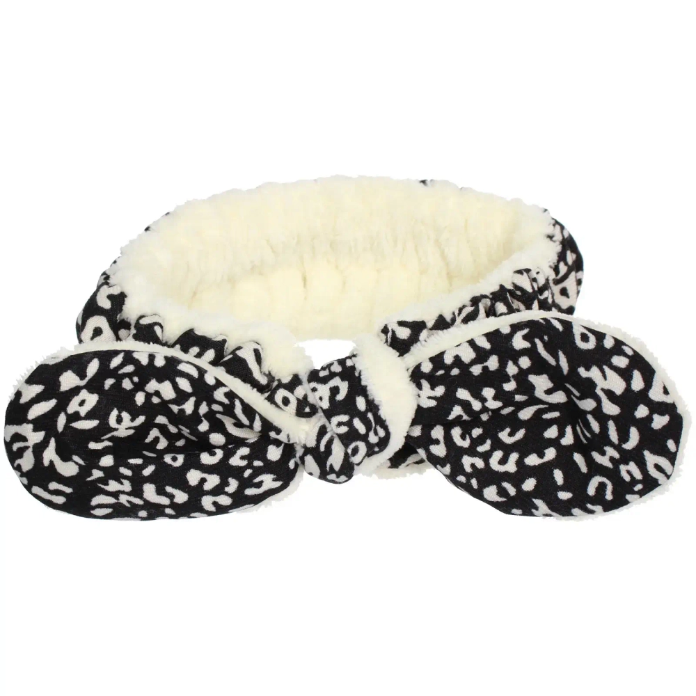 Повязка на голову косметическая «ДАЙМОНД РУШ», леопард, цвет бежевый, черный и коричневый, 20*5.5см (ZIP пакет)