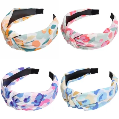 Ободок для волос «ЛАФАНТАЛЬ», принт романтика, ширина 4см, микс 4 цвета (стикер на внутр. часть)