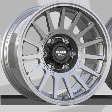 Диск колесный, кованый RT601 R17 8,0 ЕТ0 Black Mud Wheels Silver Brushed Face