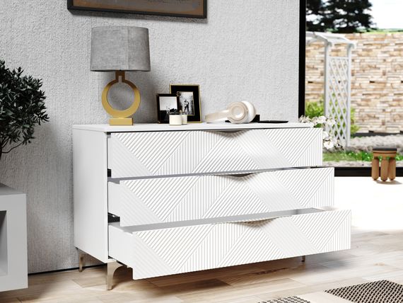 Комодино ПМ-390.11 Комод Белый софт , Белый Жемчуг