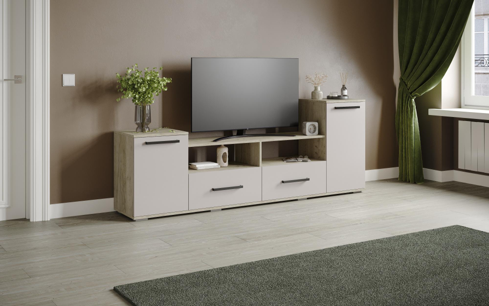 Тумба ТВ Парус-2, Дуб крафт серый, Кашемир