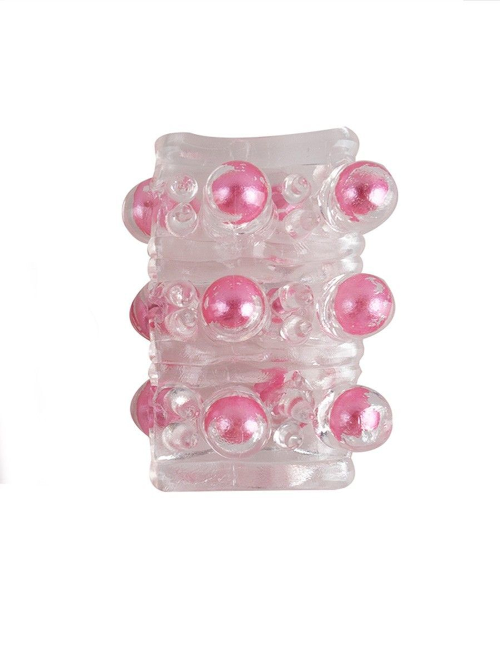 Прозрачная сквозная насадка на пенис с цветными шариками