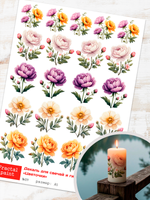 Трансфер переводной - декаль для свечей и гипса цветочки 011 А5