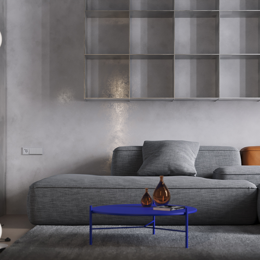 Накладка для розетки с заземлением и защитными шторками, с USB A+C, S70 (серый)