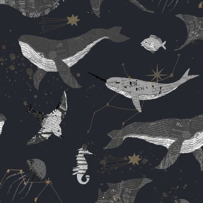 киты и звезды на черном