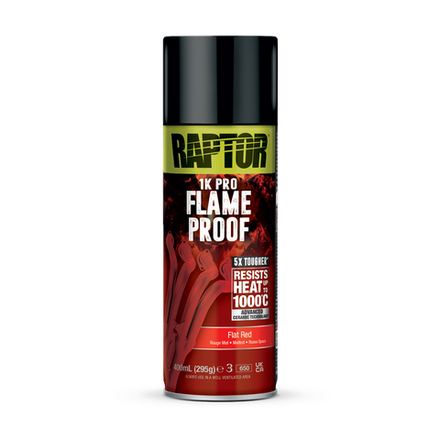 U-POL Эмаль огнестойкая RAPTOR,1000°C красная матовая, аэрозоль,400мл