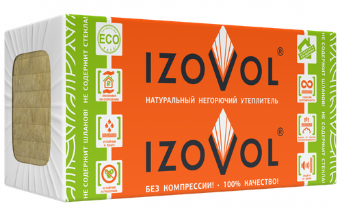 МинПлита СТ50, 1200х600х100 Утеплитель ИЗОВОЛ  (0,288 м3) 50кг/м3