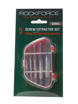 Набор экстракторов резьбы HSS 4241,6пр.(М3-М25), в пластиковом футляре RockForce##Rock FORCE RF-63005C(New)
