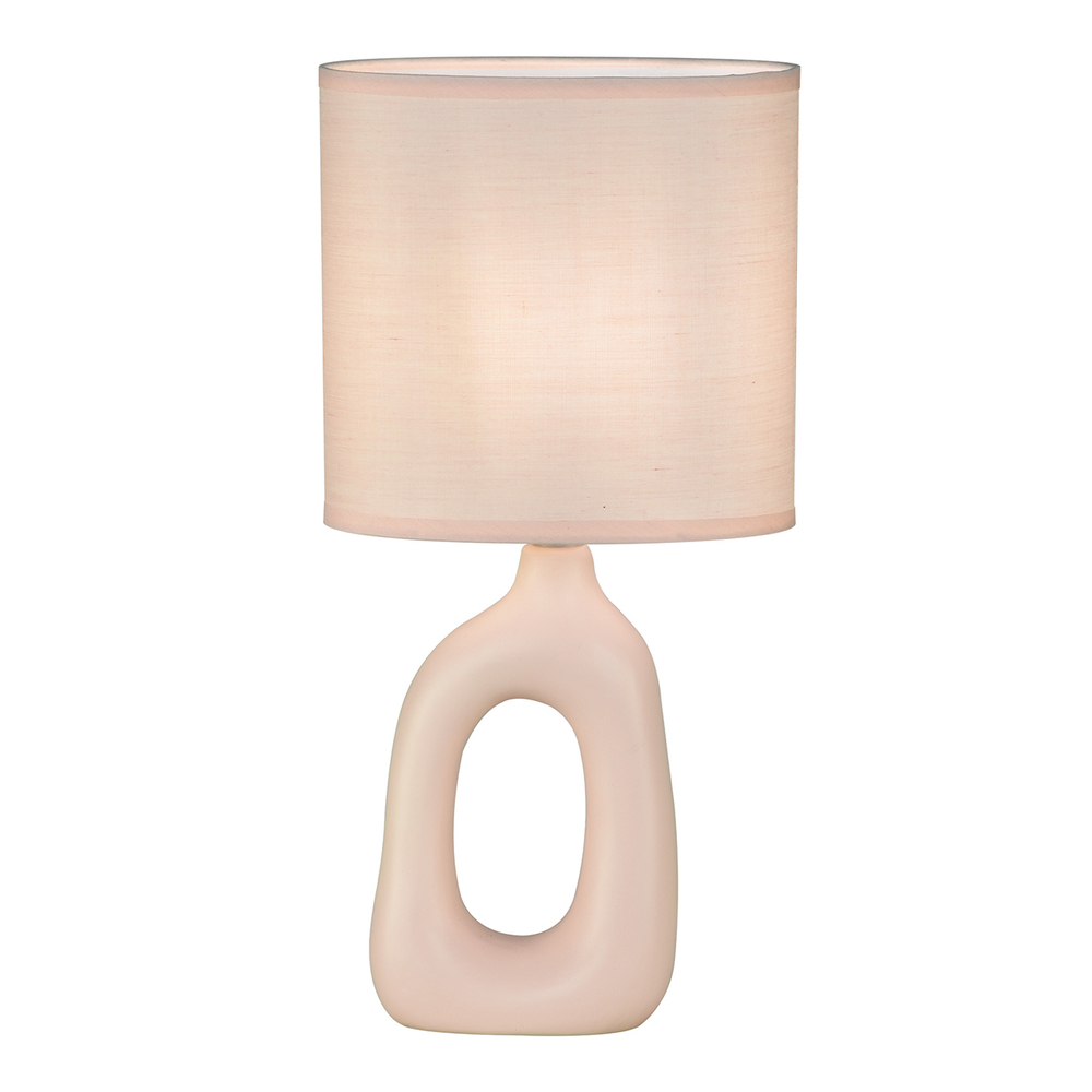 Настольный светильник 1x40Вт E14, керамика/ткань, розовый, розовый плафон