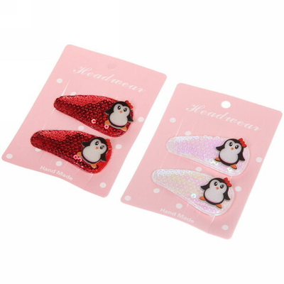 Зажимы для волос 2шт «Новогодние друзья- Пингвинёнок», микс 2 цвета (красный, белый),5,4*2,5 см