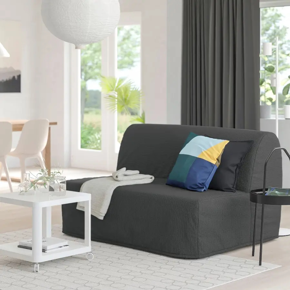 Диван-кровать 2-местный - IKEA LYCKSELE HÅVET/LYCKSELE, 87x100x142см, черный, HAVET ИКЕА