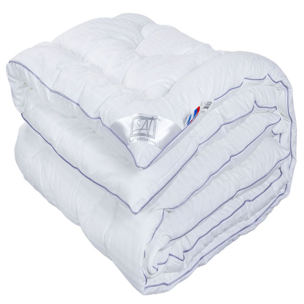 Одеяло "АВТ. ЛЕБЯЖИЙ ПУХ-LUXE" зимнее, плотность 400 г/м2, цвет белый, сатин-жаккард (100% хлопок), Россия.