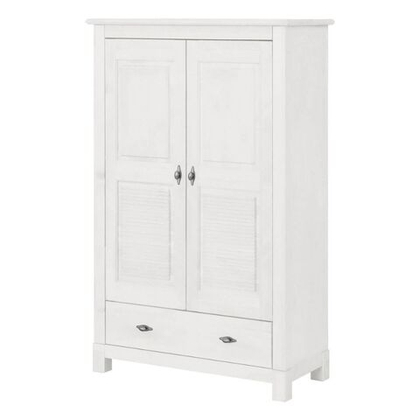 Шкаф для одежды, 97x150x42, Рауна 21, низкий с полками, белый воск
