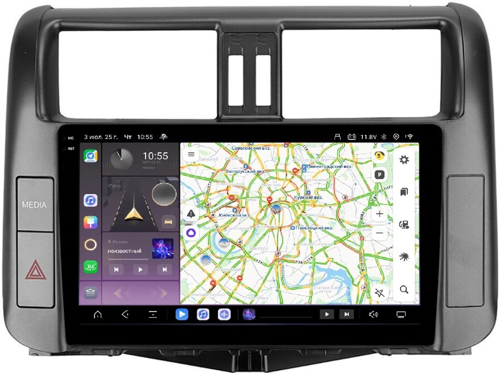 Магнитола для Toyota Land Cruiser Prado 150 2009-2013 (взамен 7" навигации) - Kuberg QLed, Android 13, TS20, CarPlay, SIM-слот