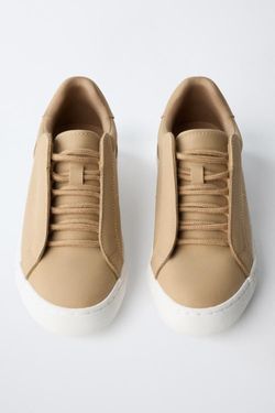 ZARA БАЗОВЫЕ КРОССОВКИ, КОРИЧНЕВЫЙ