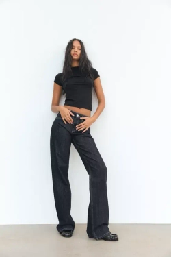 ZARA ТОП С ВЫСОКИМ ВОРОТНИКОМ, ЧЕРНЫЙ