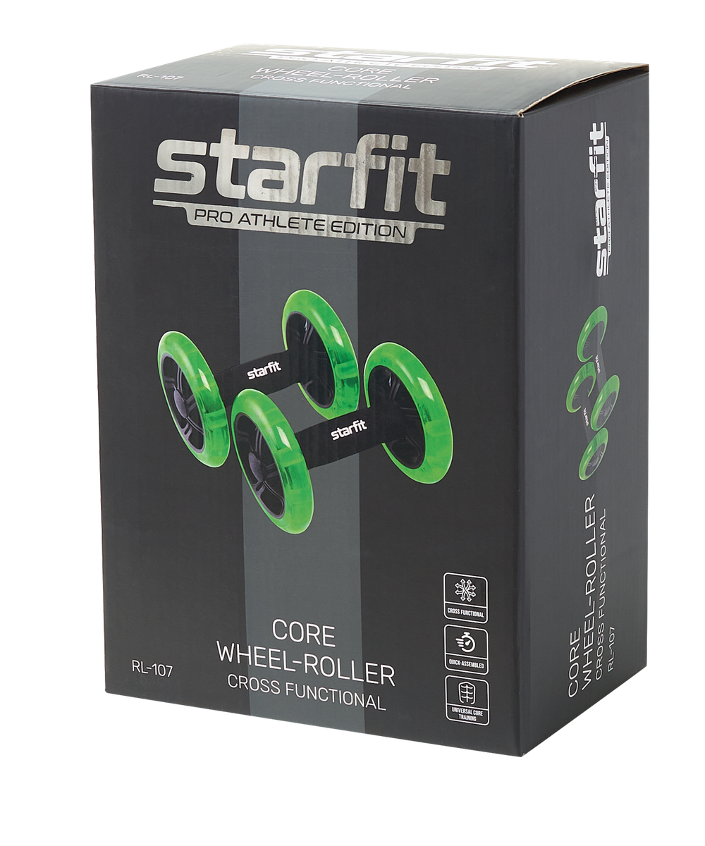 Ролики для пресса раздельные RL-107, черный/ярко-зеленый