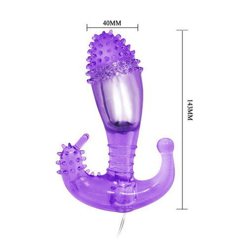 Фиолетовый вибростимулятор 14,3см с шипами на головке Baile BI-014037