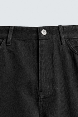 ZARA ХЛОПКОВЫЕ БРЮКИ REGULAR FIT, ЧЕРНЫЙ