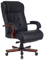 Кресло руководителя Бюрократ T-9926WALNUT, черный, кожа, крестов. металл/дерево
