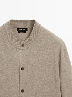 Massimo Dutti Кардиган из 100% кашемира с пуговицами, норка