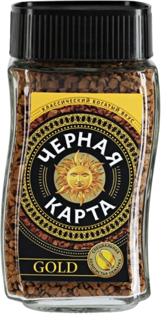 Кофе растворимый Черная карта Gold, стеклянная банка 95 г 3 шт