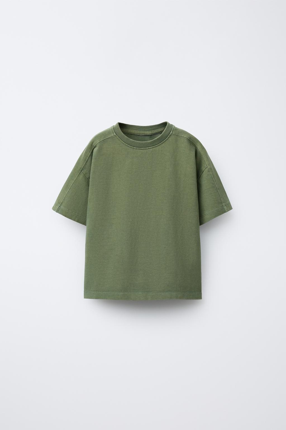 ZARA ФУТБОЛКА GARMENT DYE, ХАКИ