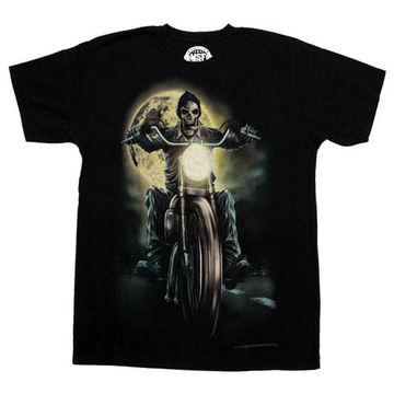 Футболка Скелет байкера на мото в ночи