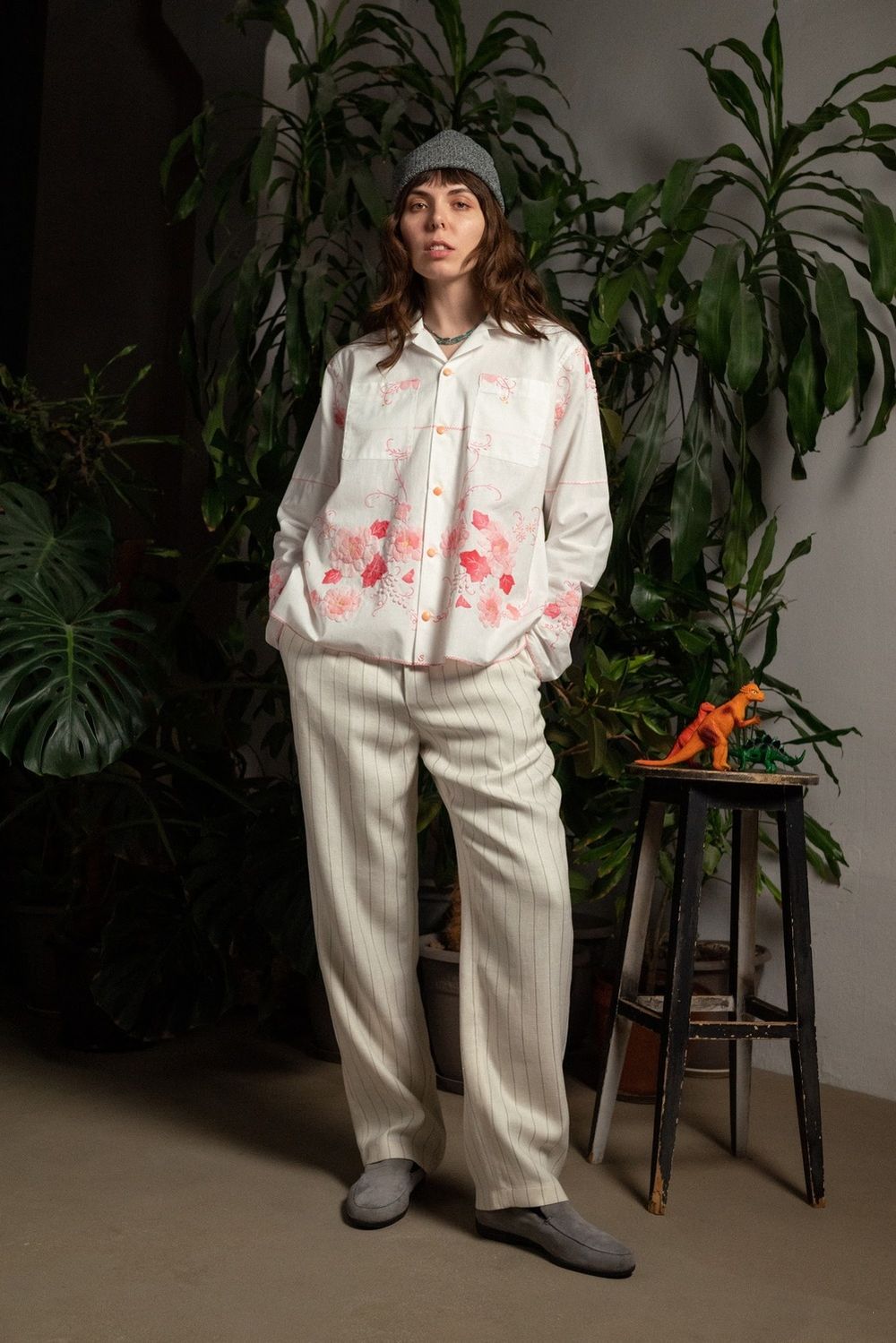 Рубашка Soeurs с Розовыми Аппликациями / Pink Applique Long Sleeve белая