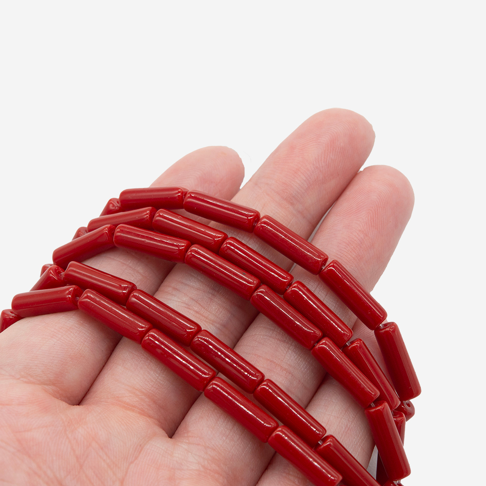 Красная яшма (имитация), трубочки, 4,5*13,5мм