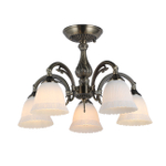 Потолочный светильник 5х60Вт E27, металл/стекло, бронза/плафон белый матовый