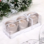 Свечи новогодние «Ёлочка в подсвечнике» 17*6*6см (набор 3шт), Шампань