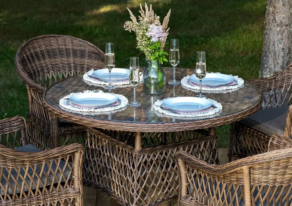 "Дольче" обеденная группа из искусственного ротанга, цвет коричневый