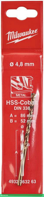 Сверло по металлу Milwaukee HSS-Co 4.8мм (4932363263)