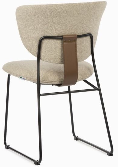 Обеденный стул Murten мягкая бежевая обивка, металлический черный каркас 