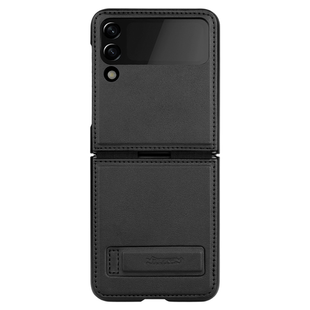 Чехол из искусственной кожи от Nillkin для Samsung Galaxy Z Flip 4 5G, черный цвет, серия Qin Leather