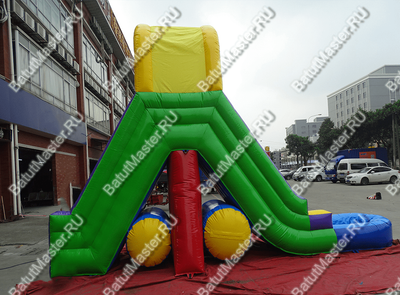 Надувная прямая водная горка с бассейном «Ультра», 9*3*5 м, герметичная