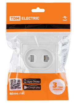 Розетка телефонная RJ11 + компьютерная RJ45 белая "Таймыр" TDM