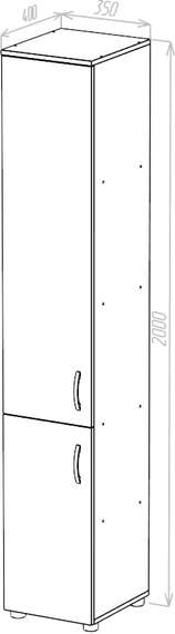 Стеллаж узкий закрытый 2 двери