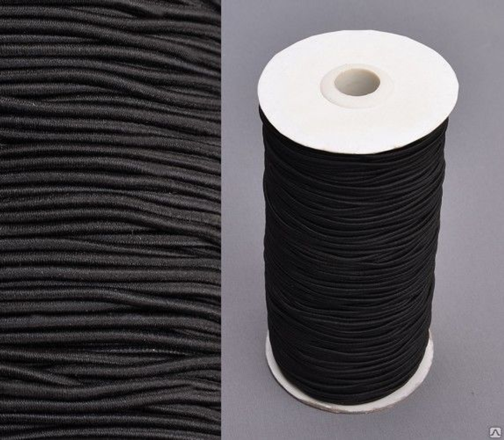 Шнур эластичный ( шляпная резинка ) 2 мм х 1 м ,черный