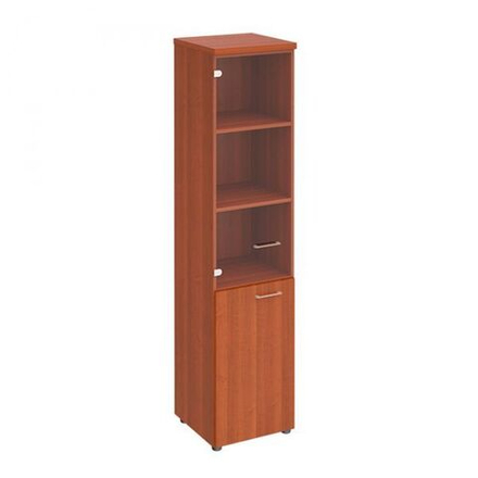 Шкаф для документов узкий со стеклянной прозрачной дверью